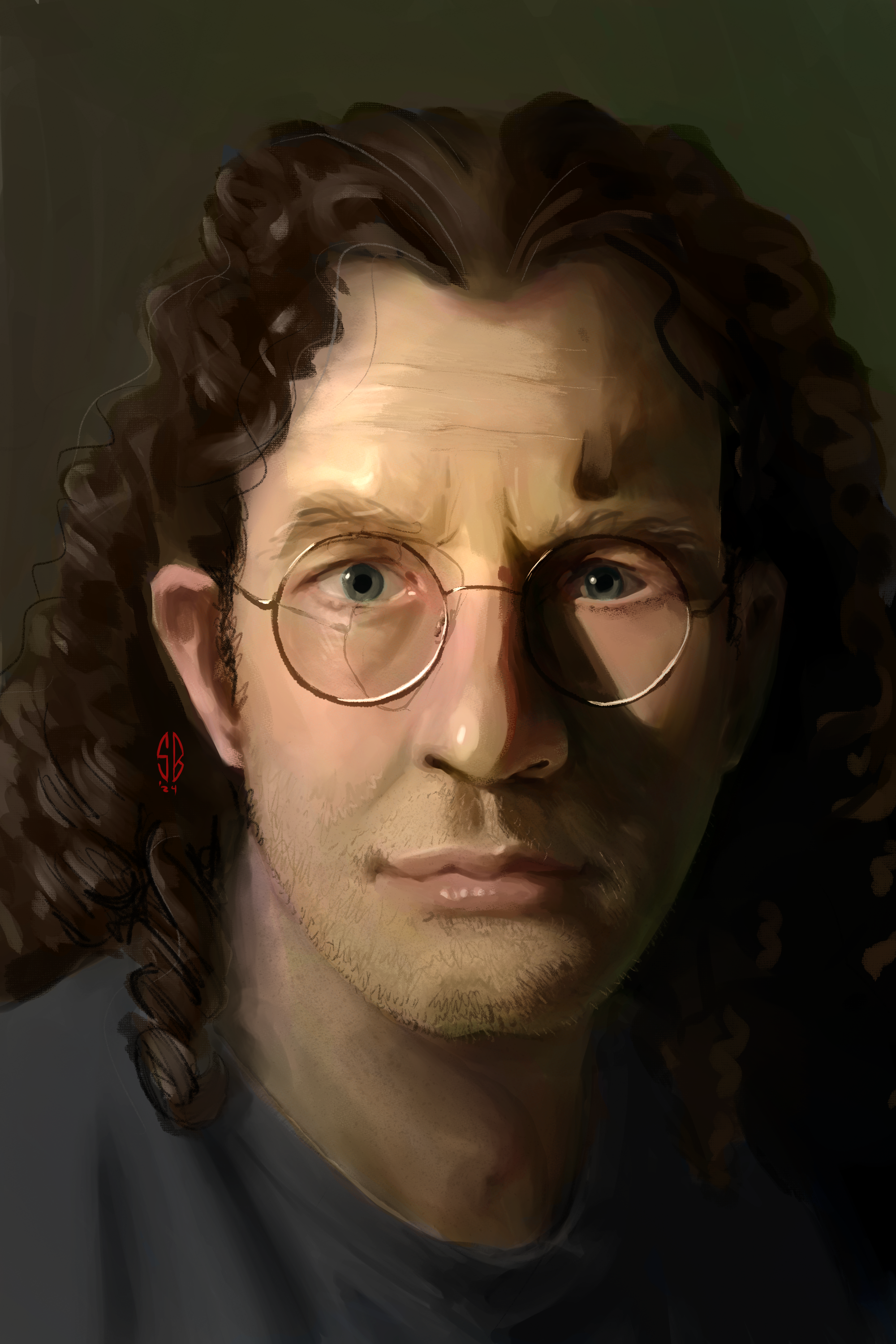 A painting of Sam's face